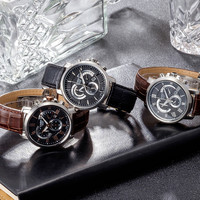 CASIO 卡西欧 BEM-506CD-1A 石英男表 (45.0mm、皮革、黑色、圆形)