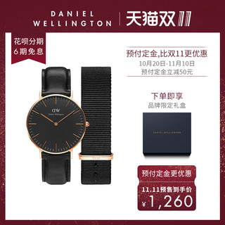 Daniel Wellington DW00100136-A 女士手表 (不锈钢、圆形、黑色)