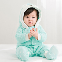 PurCotton 全棉时代 婴儿纱布连帽带脚连体服
