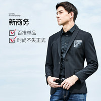 SEVEN 柒牌 113C18060 男士休闲西服 黑色 44B