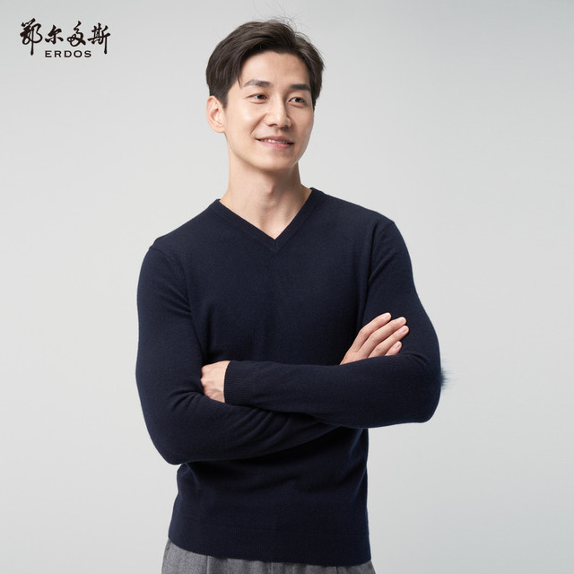 双11预售：ERDOS 鄂尔多斯 Q177W3005 男士V领纯羊绒衫