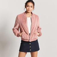 FOREVER 21 00211074 女士仿皮草毛绒飞行员夹克