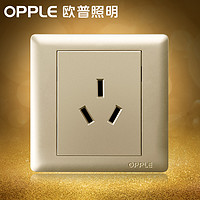 OPPLE 欧普照明 灵静 86型金色大三孔电源插座  16A