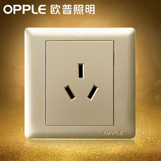 OPPLE 欧普照明 灵静 86型金色大三孔电源插座  16A