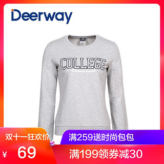 Deerway 德尔惠 秋冬季新款女士套头卫衣运动女装套头运动衫圆领T恤 (其他)