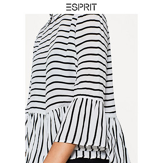 ESPRIT 埃斯普利特 127EE1F016 女士荷叶边条纹宽松衬衫 米白 160/84A