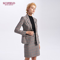 SCOFIELD SFJK84905S 女士通勤风一粒扣格纹西装 棕色 155