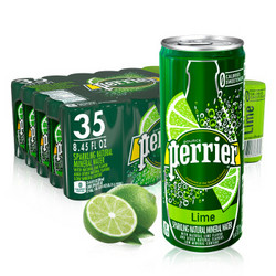 Perrier 巴黎水 含气天然矿泉水（青柠味） 250ml*35罐