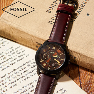 FOSSIL  FS5088-1 石英手表 ( 45mm、皮革、 深棕色、圆形)