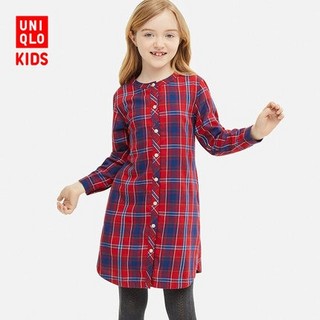 UNIQLO 优衣库 女童法兰绒格子连衣裙