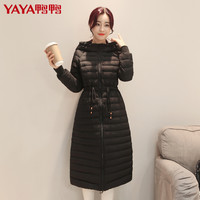 鸭鸭羽绒服 YAYA鸭鸭 B-56290-1 女士连帽长款轻薄羽绒服 银灰色 155/80A