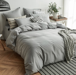 DAPU 大朴 60支 纯棉缎纹300根纯色被套1.5米 60支纯棉床单 1.5米款 *3件