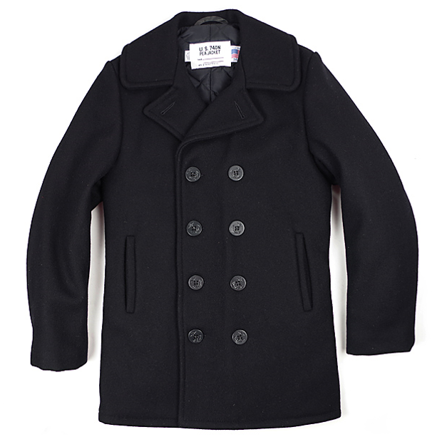 schott nyc 740 n 男士双排扣海军大衣