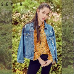 森马 夹克女2018春季新款牛仔外套女装bf风韩