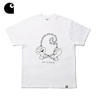carhartt WIP 男士 工装潮牌 字母印花 圆领 短袖 T恤 GI024753 白色、L