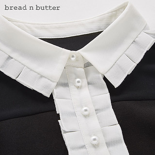 bread n butter 面包黄油 女透视雪纺拼接中裙小翻领长袖连衣裙8SBEBNBDRSW509000