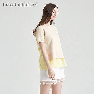 bread n butter 面包黄油 8SBEBNBTOPK592134 女士两件式圆领短袖T恤 裸粉红色 S