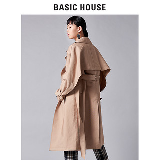 BASIC HOUSE 百家好 HSCA120A 女士纯色中长款风衣 米色 XS