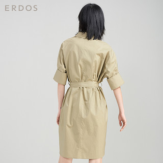 ERDOS 鄂尔多斯 女纸棉时装系列纯色纯棉短袖衬衫连衣裙女E275I3010