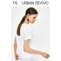 URBAN REVIVO YU23S4DS2000 女士修身印花圆领短袖T恤 本白 S