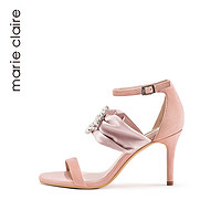 MARIE CLAIRE 女士复古一字式扣带时装套脚凉鞋763-465 粉色、38