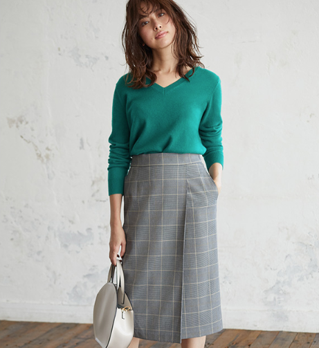 uniqlo 优衣库 412712 女士高腰格纹窄身裙