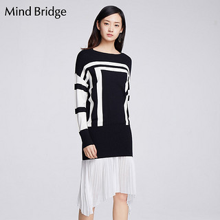 Mind Bridge MQKT226B 女士修身长袖针织衫两件套 黑色 S