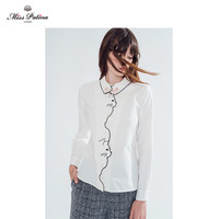 Miss.Patina Miss Patina 16AW-SHT-14 女士简约修身百搭猫脸刺绣长袖衬衫 简约纯白 S
