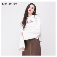 MOUSSY 摩西 028BSY90-0140 女士纯色字母宽松连帽卫衣 白色 均码