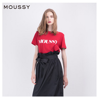 MOUSSY 摩西 010BAQ90-5290 女士字母印花宽松短袖T恤 白色 均码