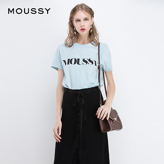 MOUSSY 摩西 010BAQ90-5290 女士字母印花宽松短袖T恤 白色 均码