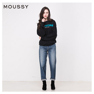 MOUSSY 摩西 028BSY90-0160 女士宽松袖圆领字母印花卫衣 本白色 均码