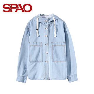 SPAO SPJE823S01 女士字母刺绣连帽外套 靛青 S