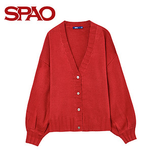 SPAO SPCK811S01 女士纯色V领毛衣开衫 米色 L