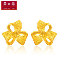 CHOW TAI FOOK 周大福 芬芳花朵 足金黄金耳钉 F161074 约2g *2件