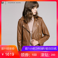ANDREW MARC MW7A1727NY 女士真皮短款机车翻领皮衣 黑色 S