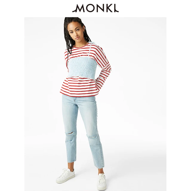 MONKI 0559806 女士修身牛仔抹胸吊带