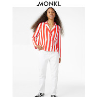 MONKI 0563075 女士印花条纹长袖衬衫 橘红 XXS