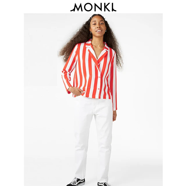 MONKI 0563075 女士印花条纹长袖衬衫