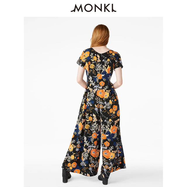MONKI 0499995 女士印花短袖阔腿连体裤