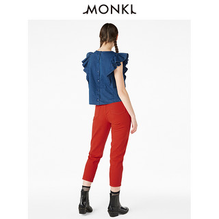 MONKI 0544906 女士荷叶边无袖牛仔衬衫