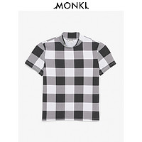 MONKI 0619605 女士黑白格子高领短袖T恤