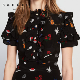 sandro R5266H 女士圆领印花连衣裙