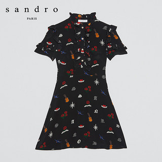 sandro R5266H 女士圆领印花连衣裙