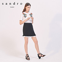 sandro J4072E 女士下摆褶皱设计半裙