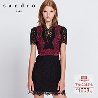 sandro R5307H 女士V领蕾丝连衣裙