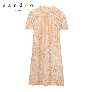 sandro R20216H 女士短袖镂空蕾丝连衣裙