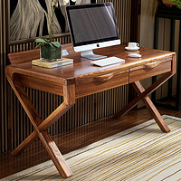 林氏木业简约新中式实木框双人书桌家用电脑台式桌书法桌画桌CU1V