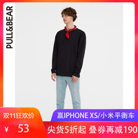 PULL&BEAR 05593599800-24 男士基本款打底圆领运动衫卫衣 黑色 S