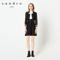 sandro R20199H 女士桑蚕系带领连衣裙